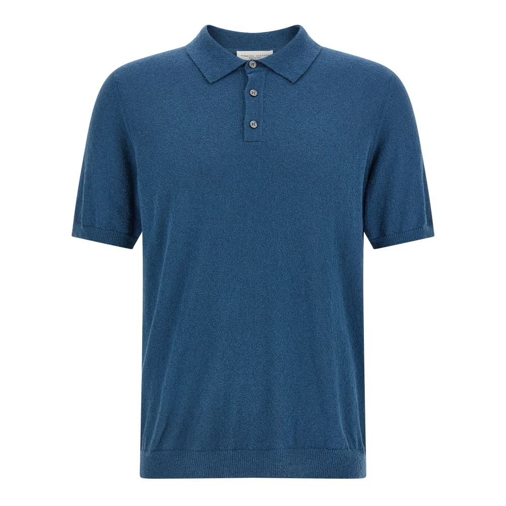 Roberto Collina Herren Blau - Spongy Cotton Polo - Tops - M