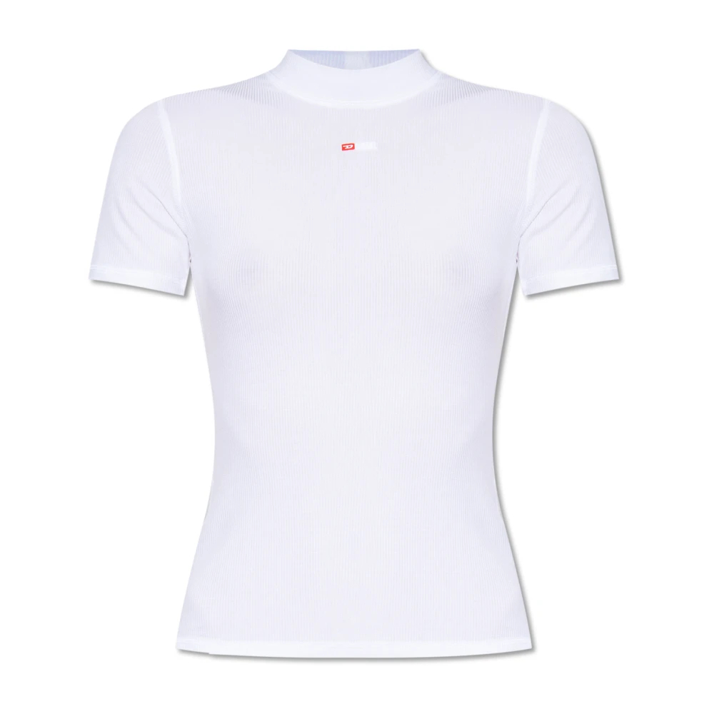 Diesel Damen Weiß - Geripptes Top Mit Stehkragen - Tops - M