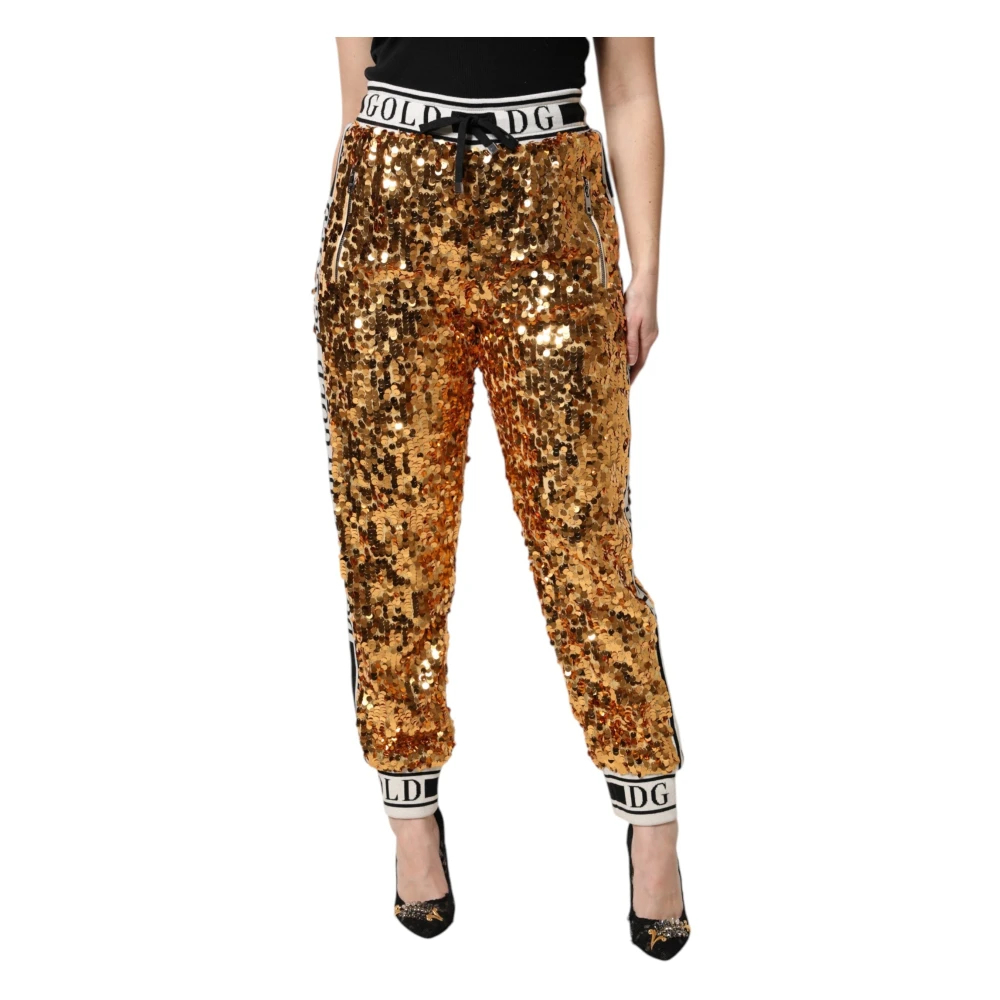Dolce & Gabbana Damen Multicolor - Paillettenbesetzte Jogginghose Mit Logo - Trousers - Mehrfarbig - Xs