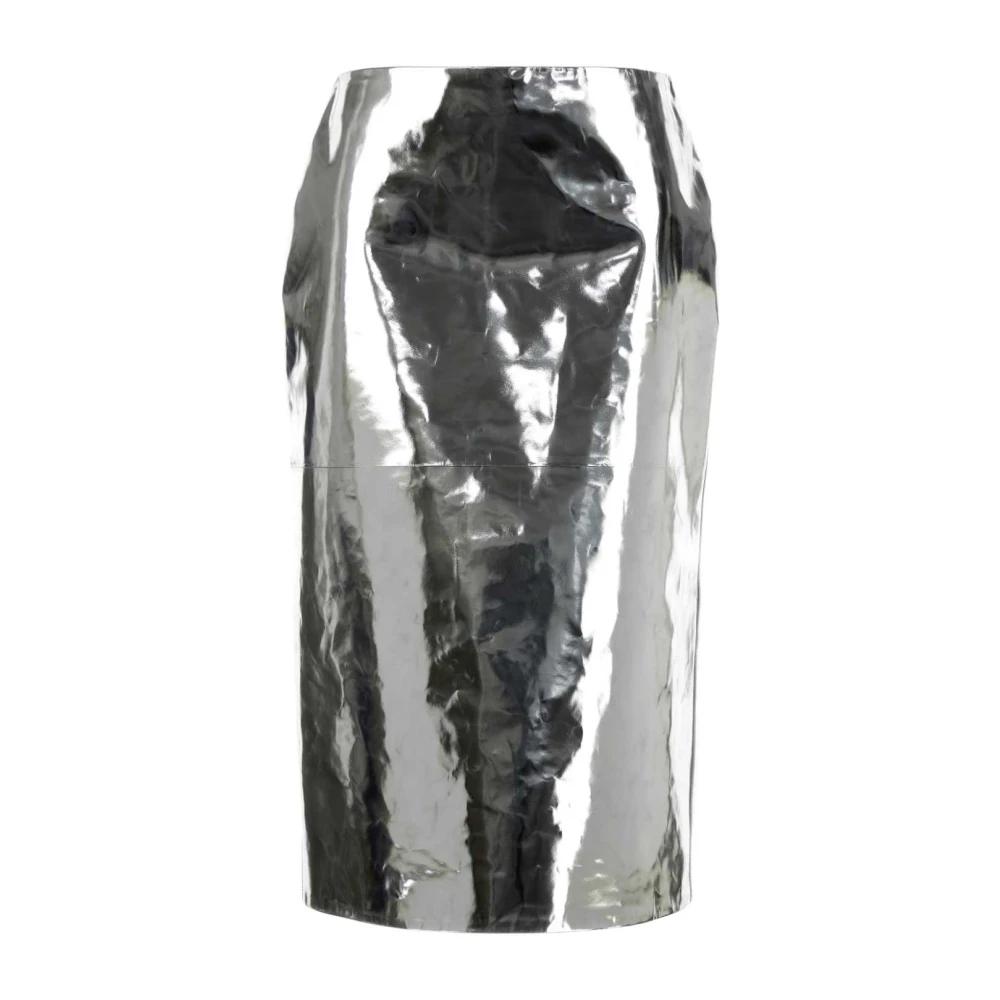 Jil Sander Damen Grau - Leather Pencil Skirt - Skirts - Xl