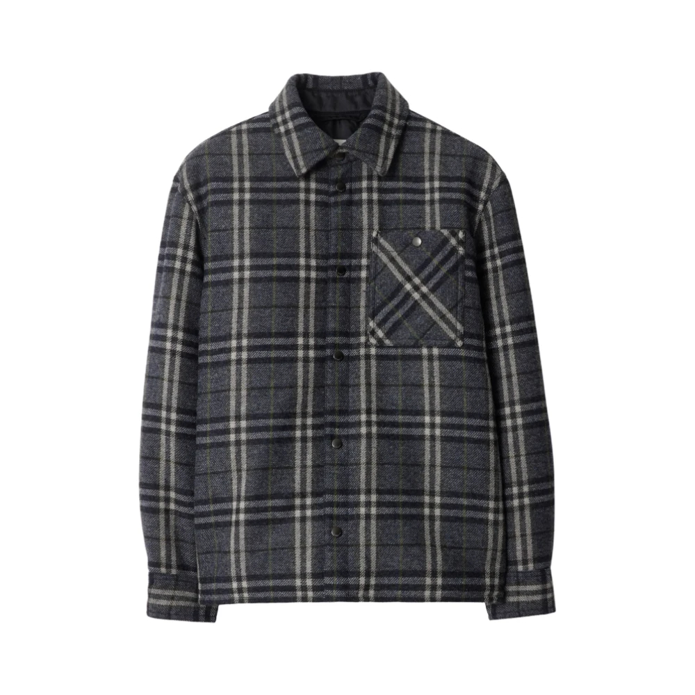 Burberry Herren Schwarz - Kariertes Wollhemd Mit Tasche - Shirts - K - L