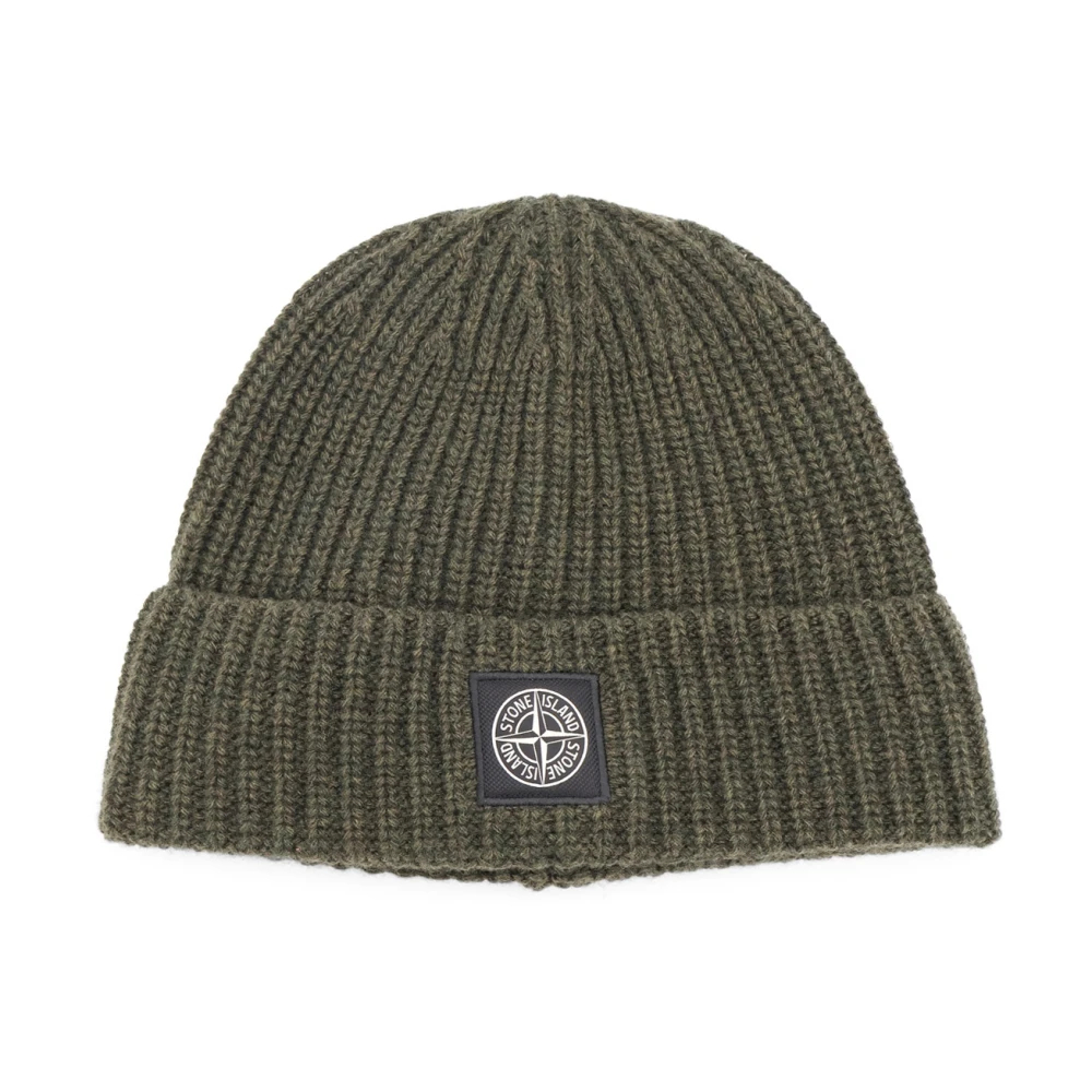 Stone Island - Logo-Patch Rippstrick-Mütze - Accessories - Herren - Grün - One Size