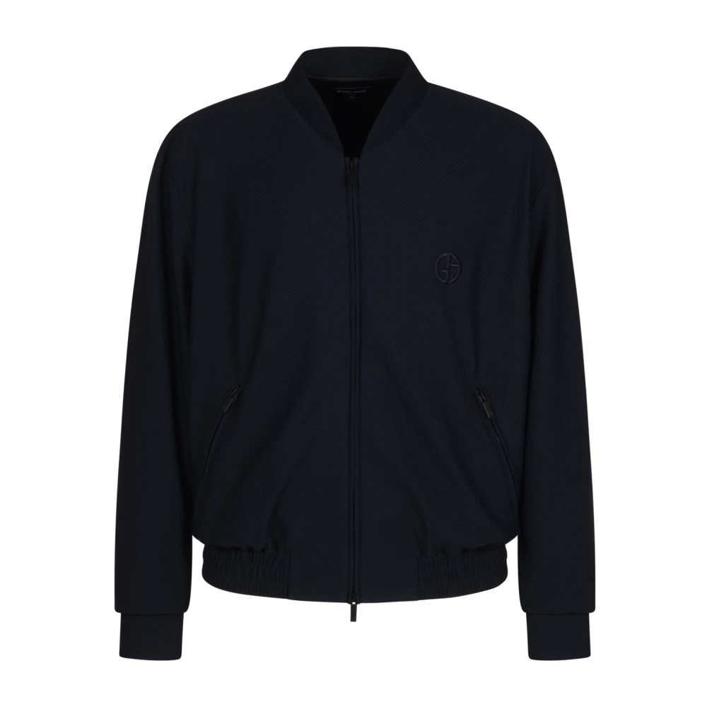 Giorgio Armani Herren Blau - Textured Logo Jacket - Jackets - Xl