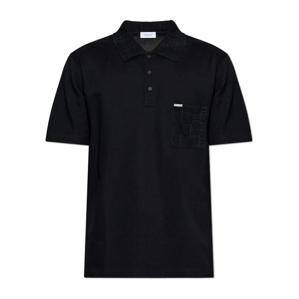 Ferragamo Herren Schwarz - Polo Mit Tasche - Tops - K -L