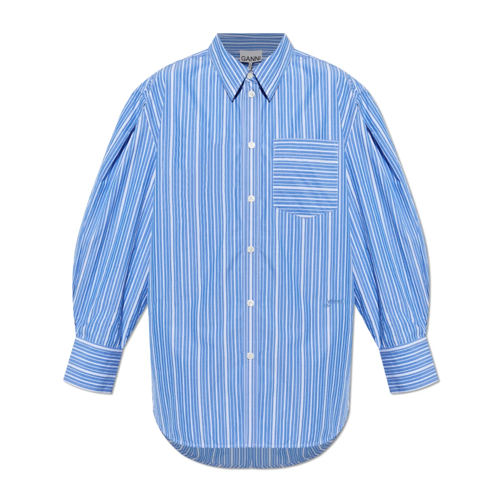 Ganni - Oversized Hemd Mit Tasche - Blouses & Shirts - Damen - Blau - Xs