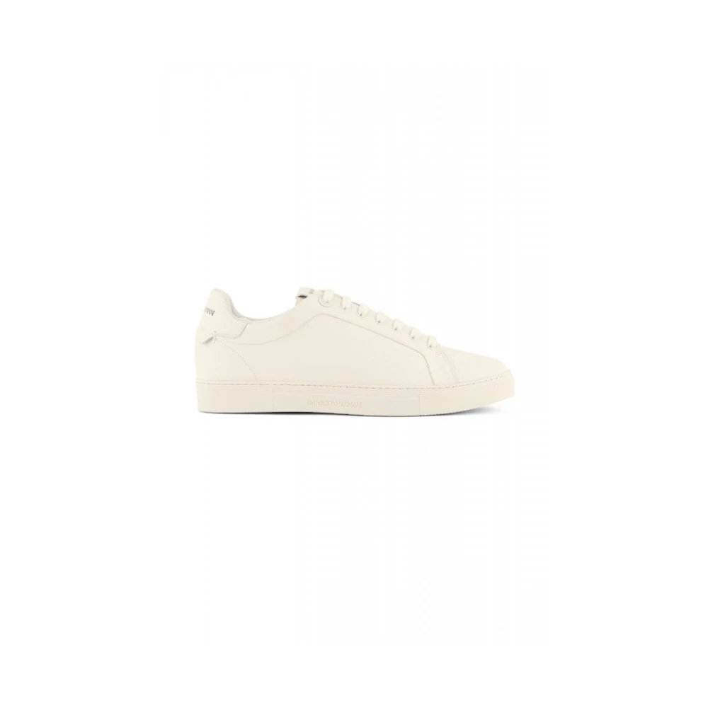 Emporio Armani Herren Weiß - Geschmeidige Leder-Sneakers - Shoes - 43 Eu
