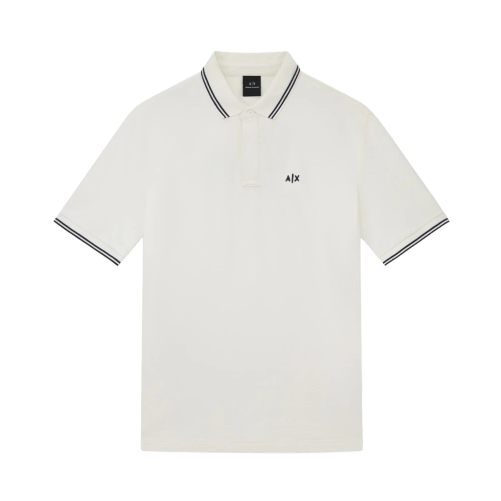 Armani Exchange - Stretch Piqué-Poloshirt Mit Kontrastbesatz - Tops - Herren - Weiß - M