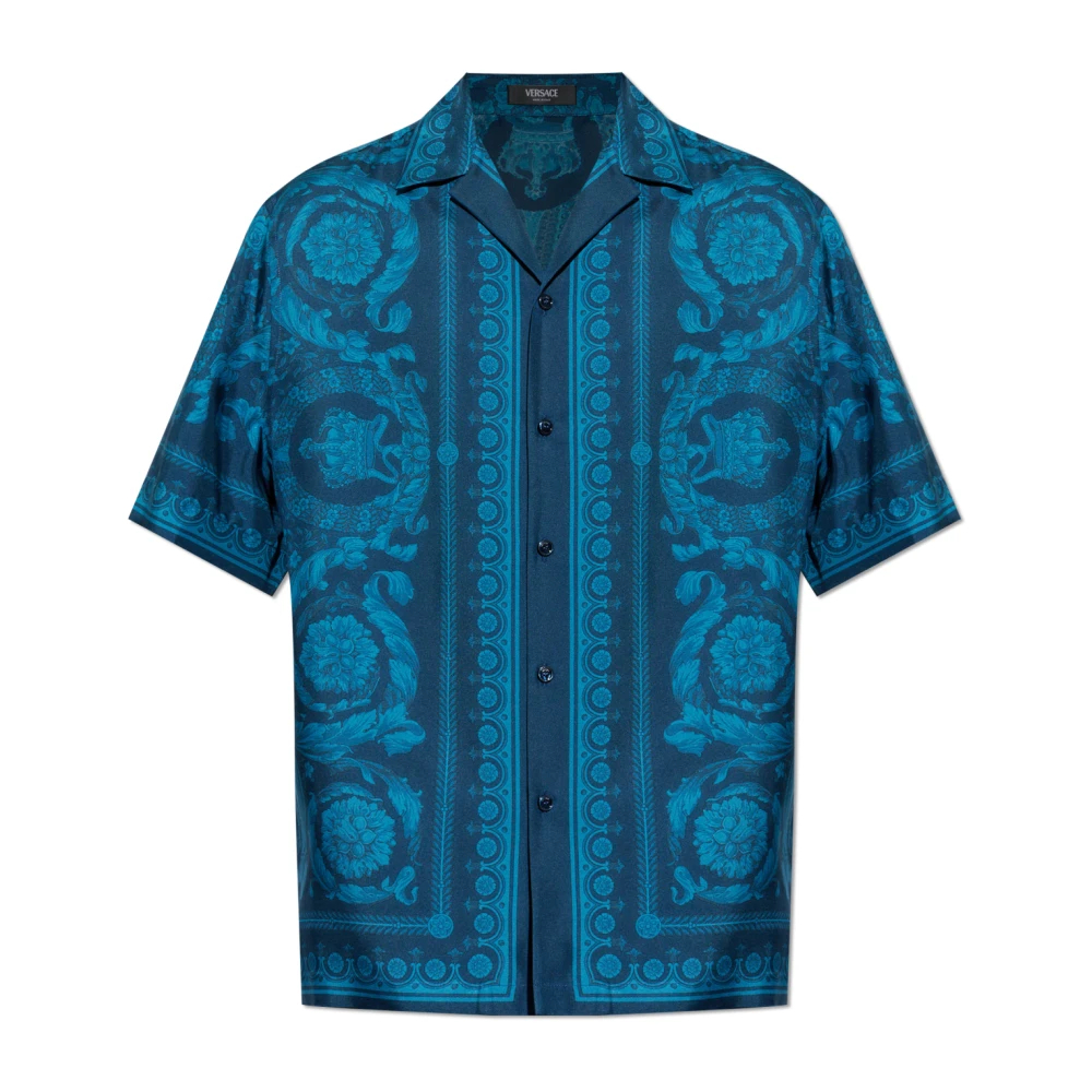 Versace Herren Blau - Barocco Seidenhemd - Shirts - 2XL