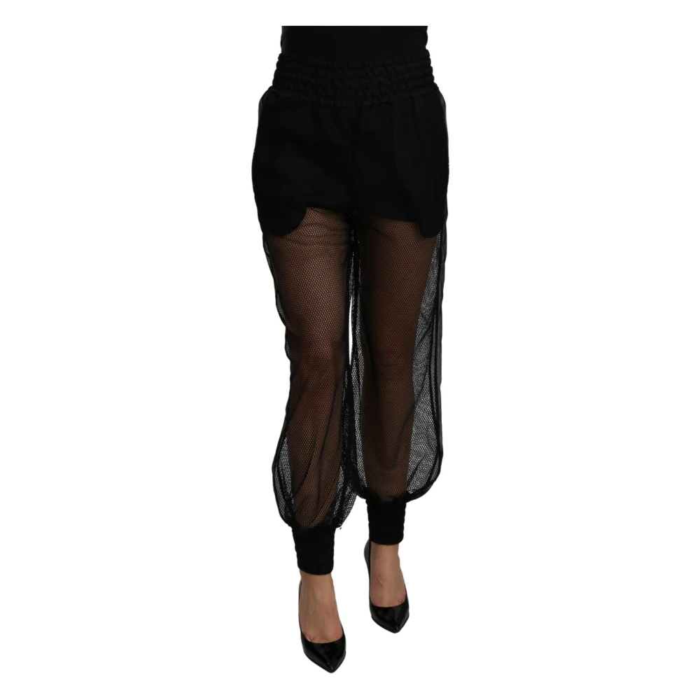 Dolce & Gabbana Damen Schwarz - Elegante Jogginghose Mit Hoher Taille Aus Seidenmischung - Trousers - K -2Xs