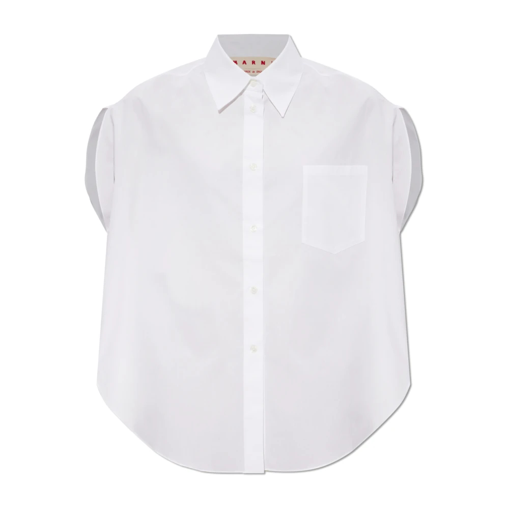 Marni Damen Weiß - Oversized T-Shirt Mit Tasche - Blouses & Shirts - M
