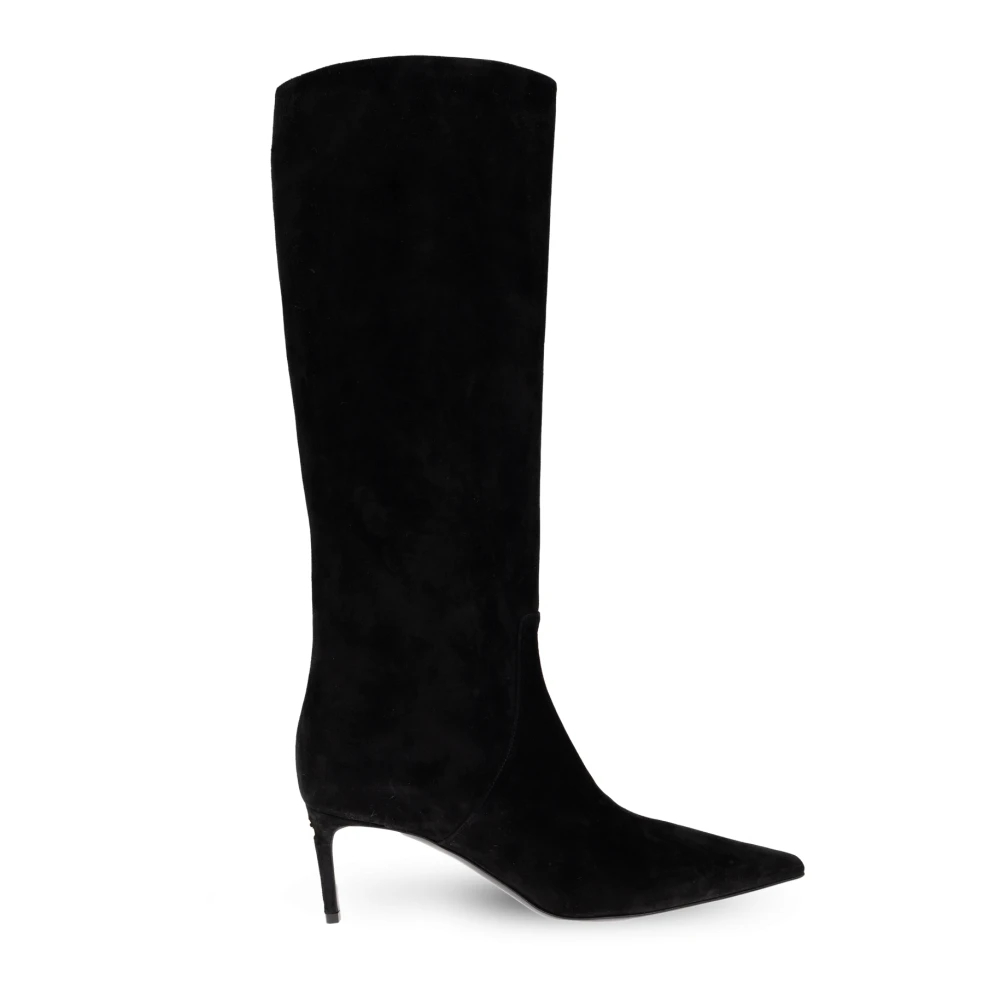 Dolce & Gabbana Damen Schwarz - Wildleder Stiefeletten Mit Absatz - Shoes - K - 39 Eu