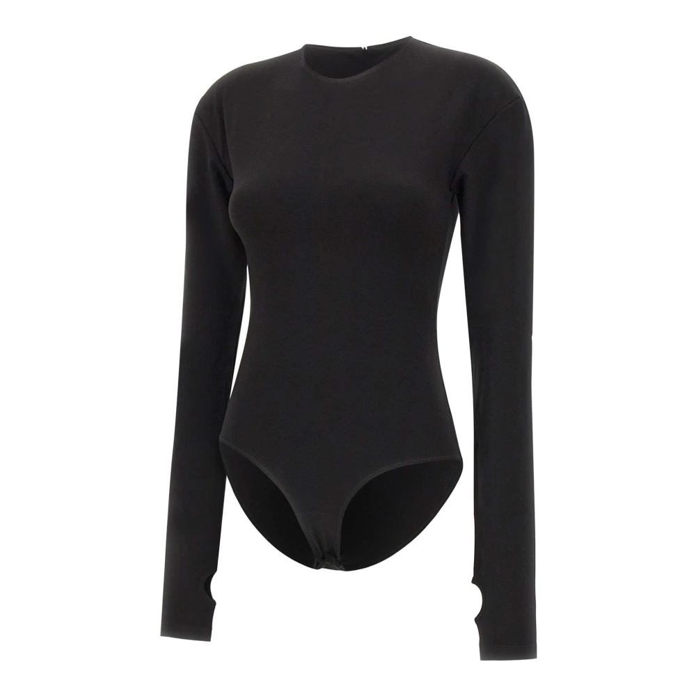 Mm6 Maison Margiela Damen Schwarz - Langärmliger Bodysuit Mit Daumenlöchern - Tops - K - S