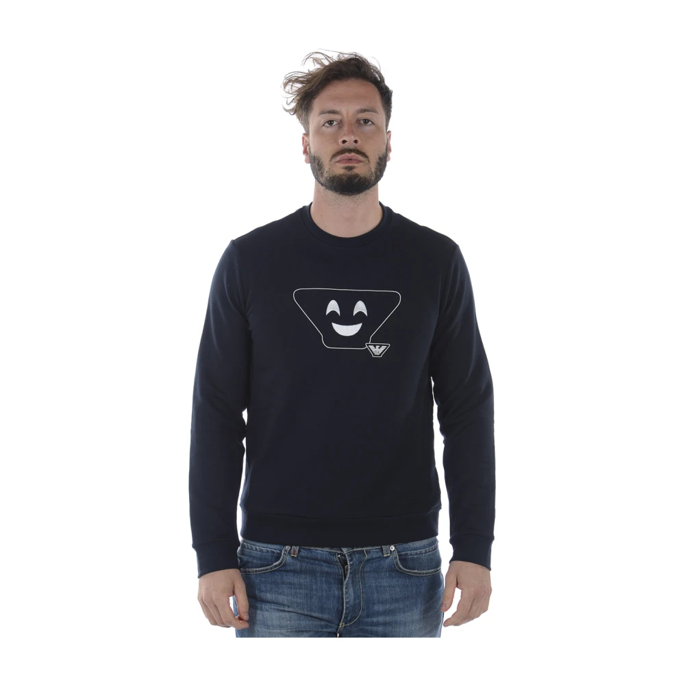 Emporio Armani Herren Blau - Double-Jersey Sweatshirt Mit Micro-Logo-Patch - Sweatshirts & Hoodies - L