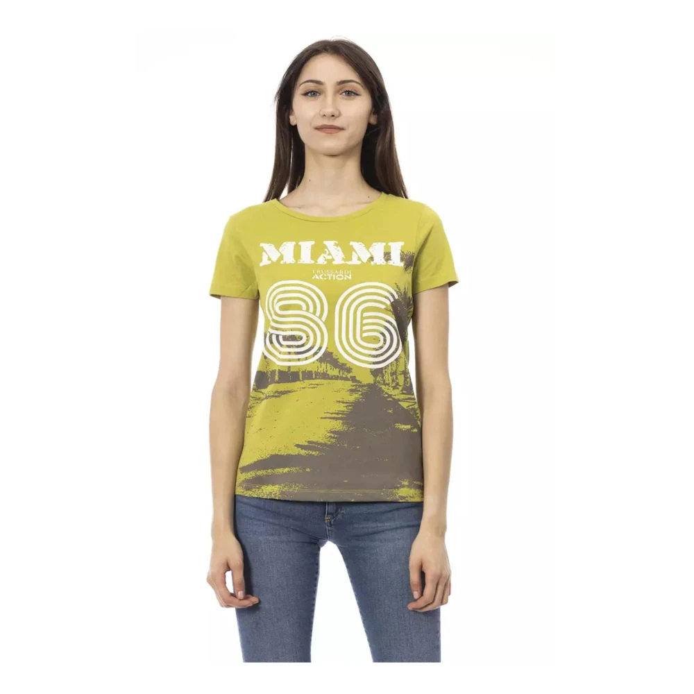Trussardi Damen Grün - Es Baumwoll-T-Shirt Mit Kurzen Ärmeln - Tops - Xl