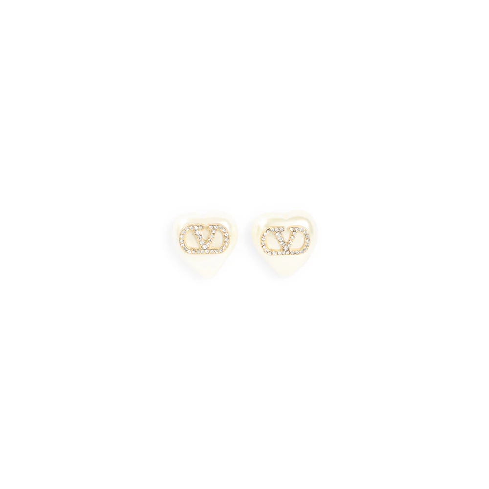 Valentino Garavani - V Logo Signature Pearl Earrings - Accessories - Damen - Beige - One Size