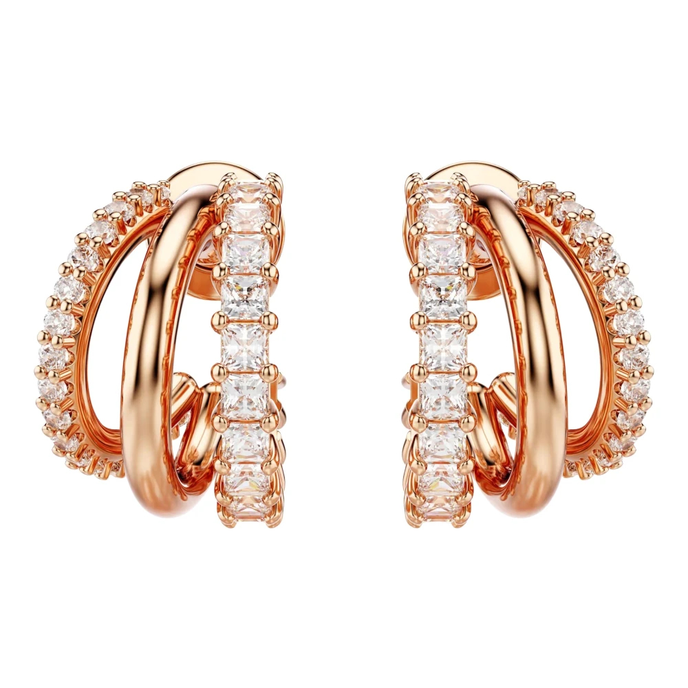 Swarovski Hyperbola Kreolen, Verschiedene Schliffe, Mini, 18K Roségoldbeschichtet Weiß - Bild 3