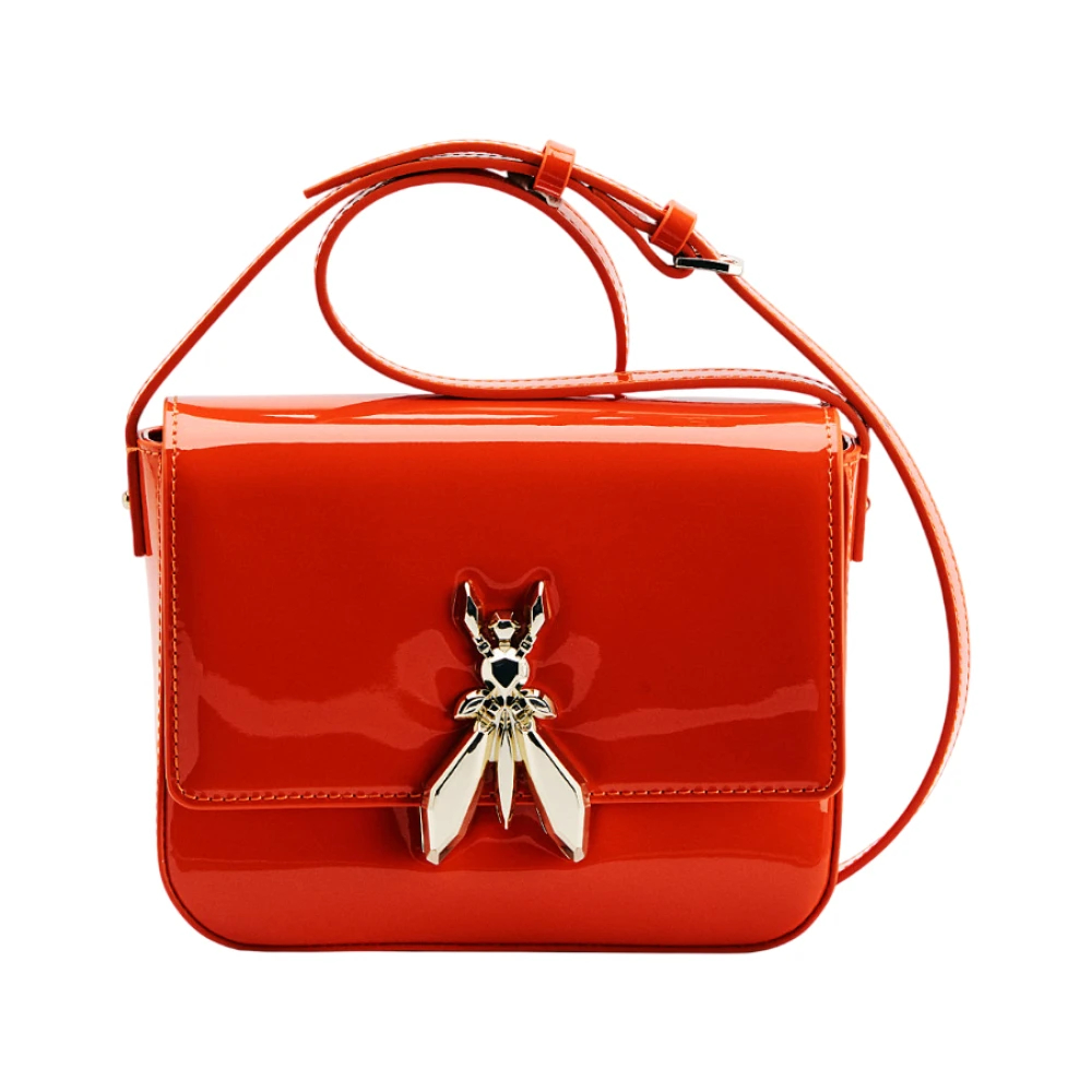 Patrizia Pepe Damen Orange - Essential Fly Schultertasche Aus Glänzendem Leder - Bags - One Size