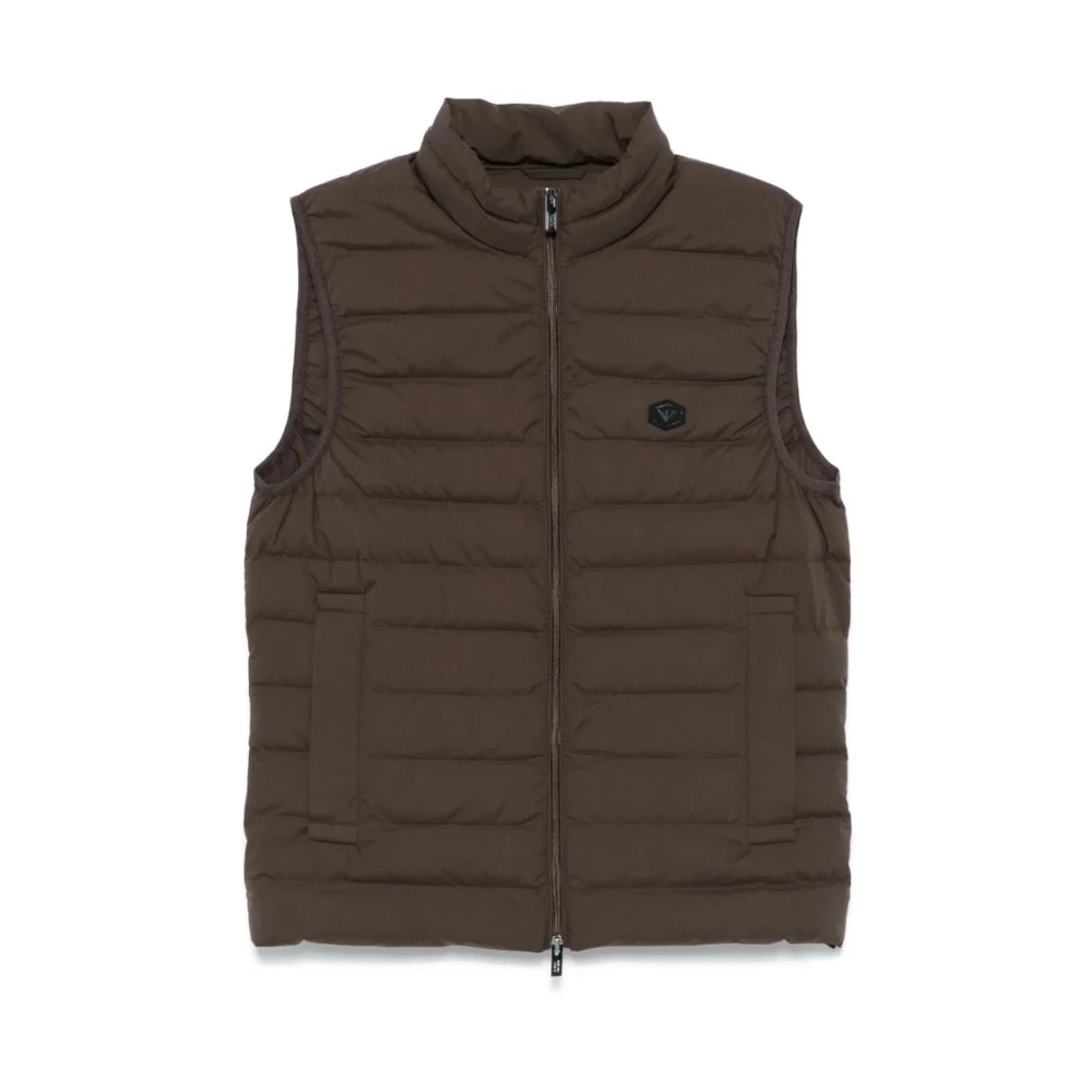 Emporio Armani Herren Braun - Ärmellose- Gesteppte Daunenweste Mit Durchgehendem Reißverschluss - Jackets - Xl
