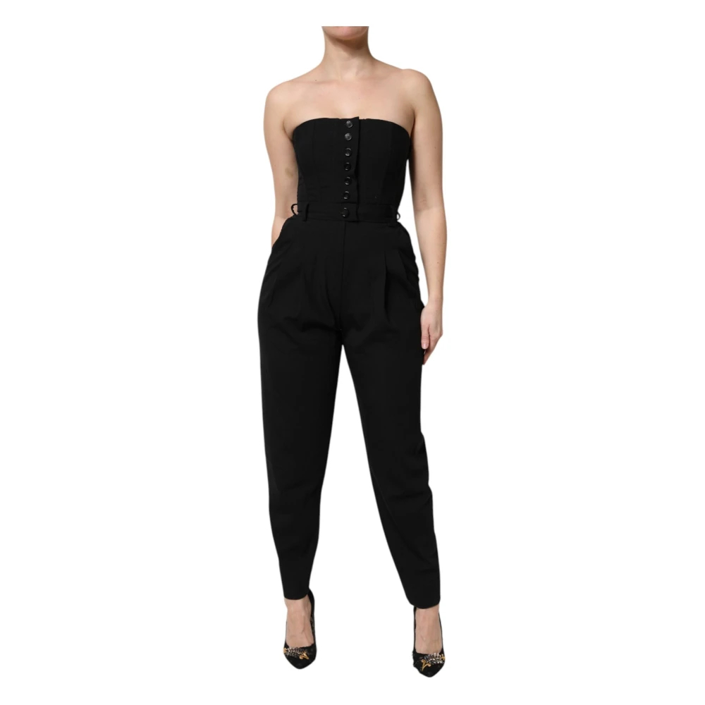Dolce & Gabbana Damen Schwarz - Er Wollträgerloser Jumpsuit-Kleid - Jumpsuits & Playsuits - K - Xs