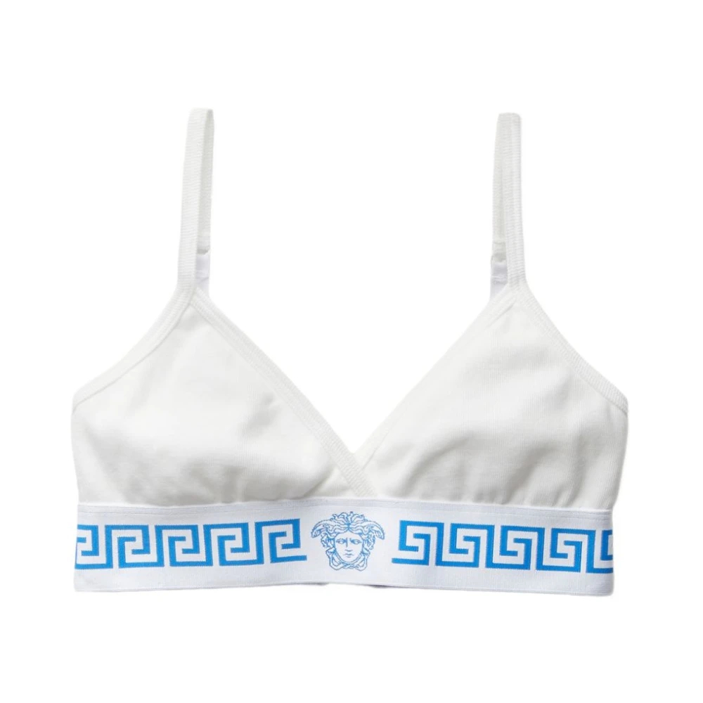 Versace Damen Weiß - Geripptes Bralette Aus Baumwolljersey - Underwear - L
