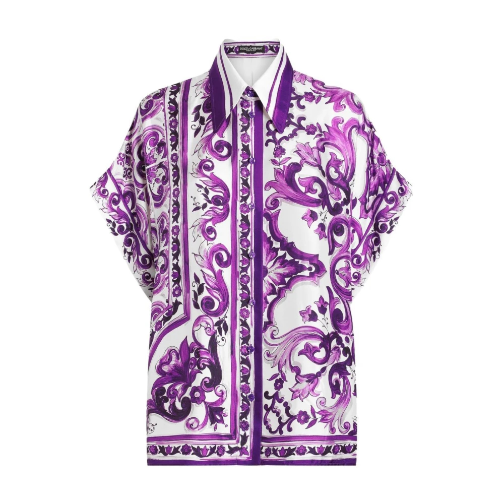 Dolce & Gabbana Damen Violett - Seiden Batwing Kragen Knopfhemd - Blouses & Shirts - Lila -Xl