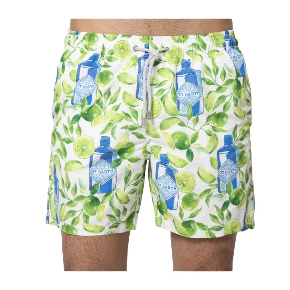 Mc2 Saint Barth Herren Multicolor - Weiße Badehose Mit Gin Lime Muster - Swimwear - Mehrfarbig - S