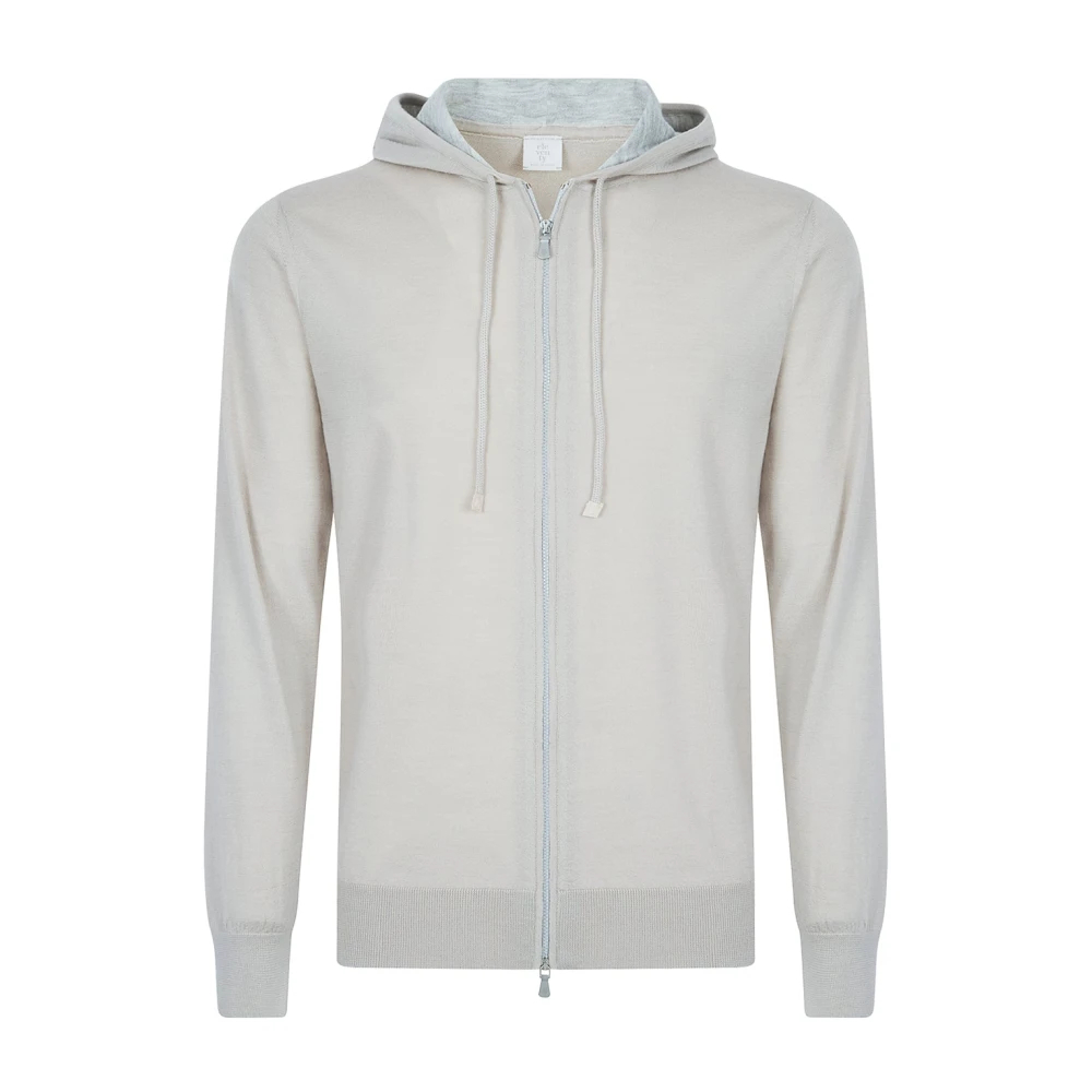 Eleventy Herren Beige - Maglia Full Zip Cappuccio - Knitwear - L