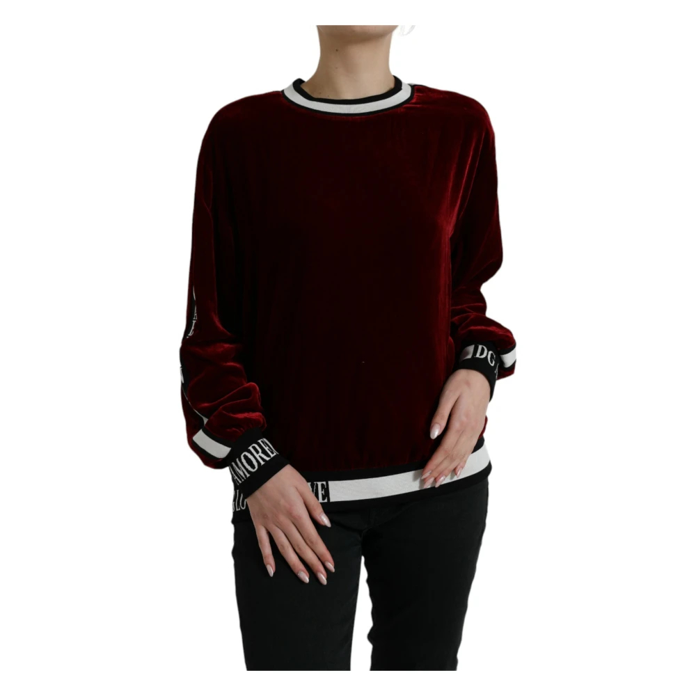 Dolce & Gabbana Damen Rot - Luxuriöser Burgunderroter Pullover Aus Seidenmischung - Sweatshirts & Hoodies - 2XL