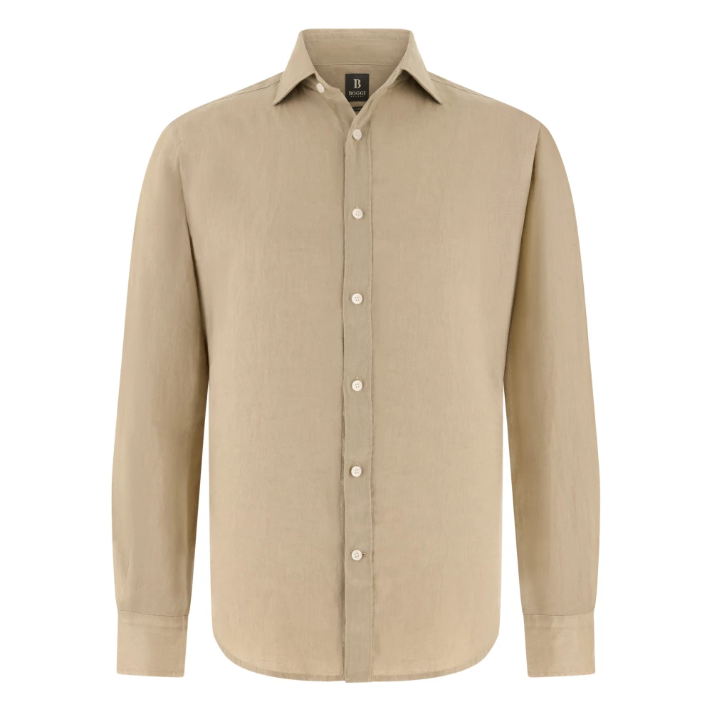 Boggi Milano Herren Beige - Regular Fit Leinenhemd - Shirts - S