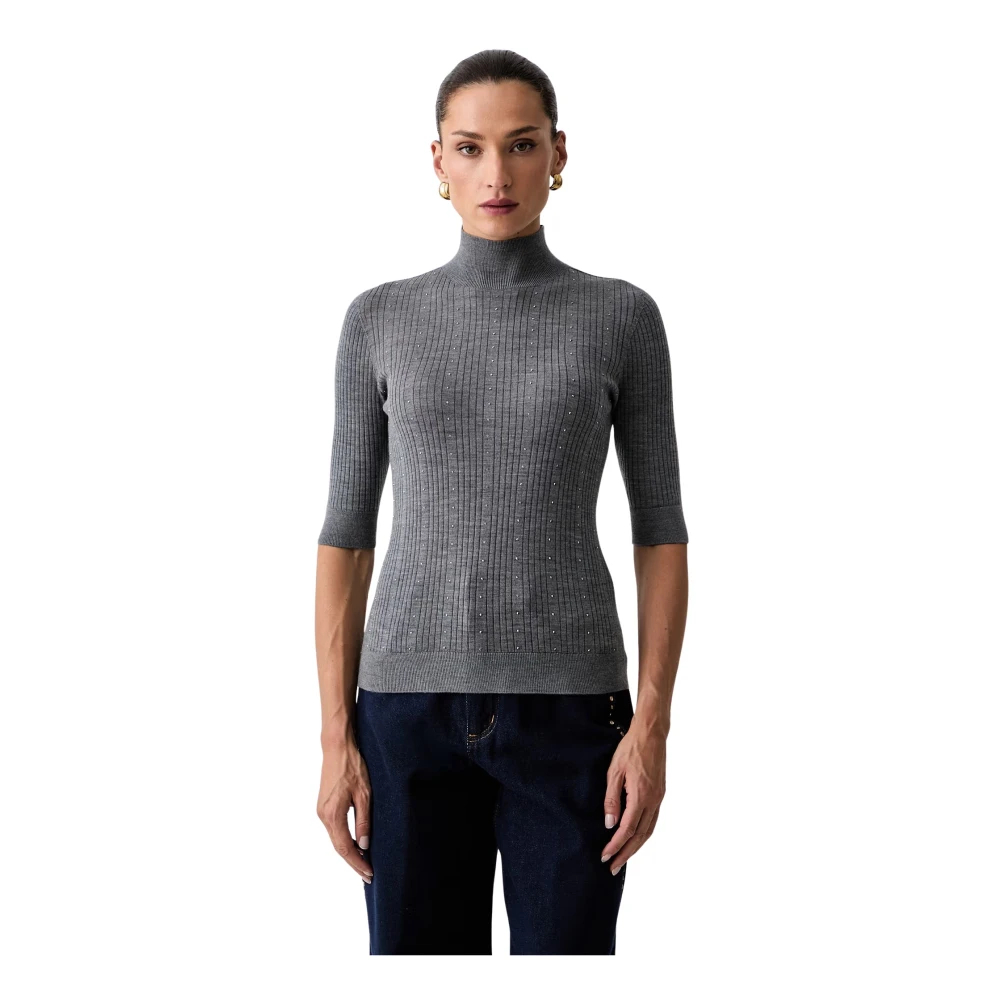 VAN GRAAF Liu Jo Collection Damen Grau Wollpullover Schurwolle Mittel - Bild 3