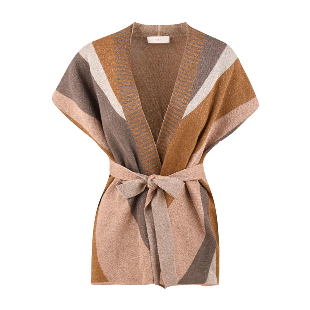 Akep Damen Multicolor - Cardigan Jacquard Waves - Knitwear - Mehrfarbig - S
