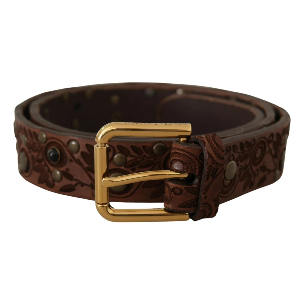 Dolce & Gabbana Herren Braun - Ledergürtel Mit Gravierter Schnalle - Accessories - One Size