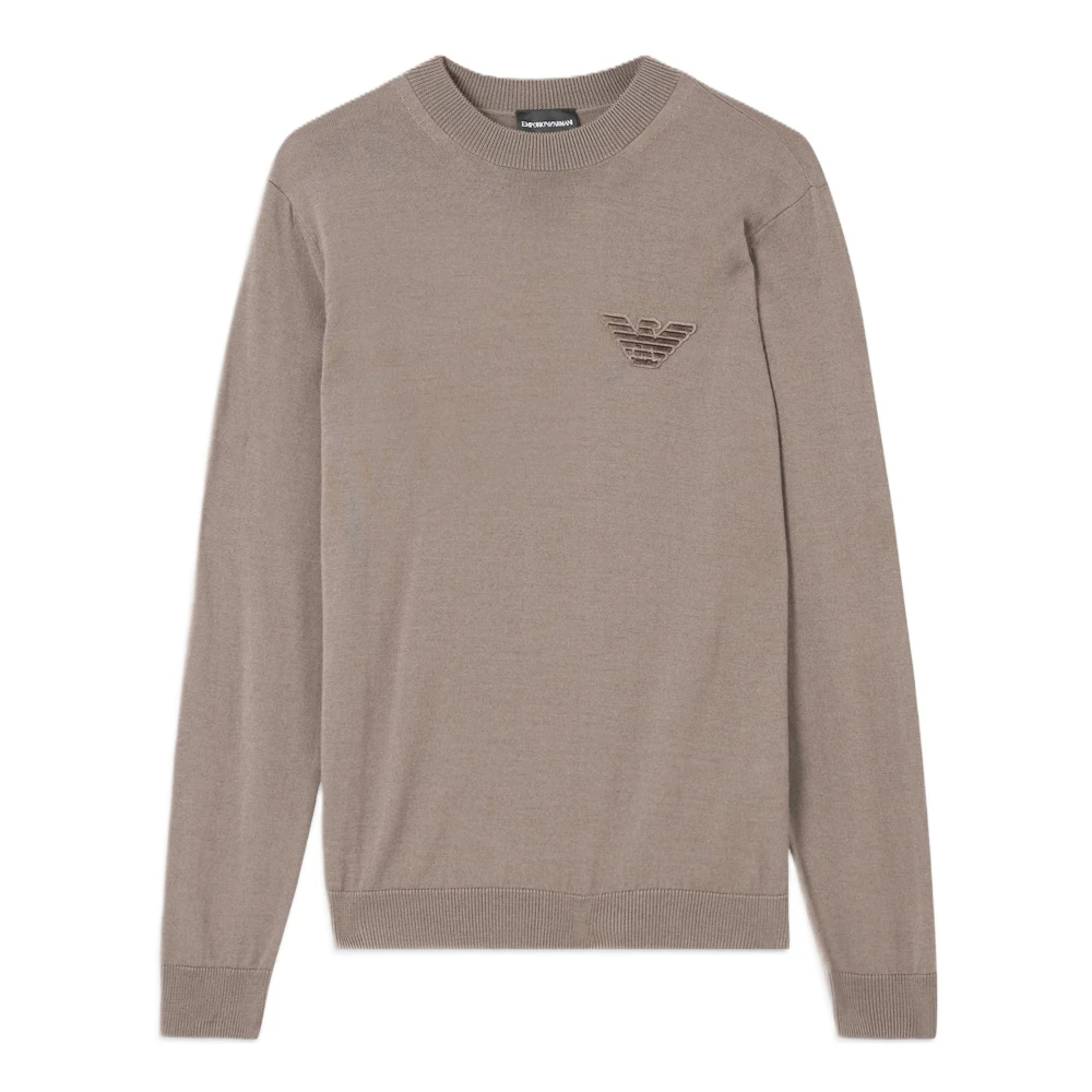 Emporio Armani Herren Braun - Feiner Wollpullover Mit Rundhalsausschnitt - Knitwear - M