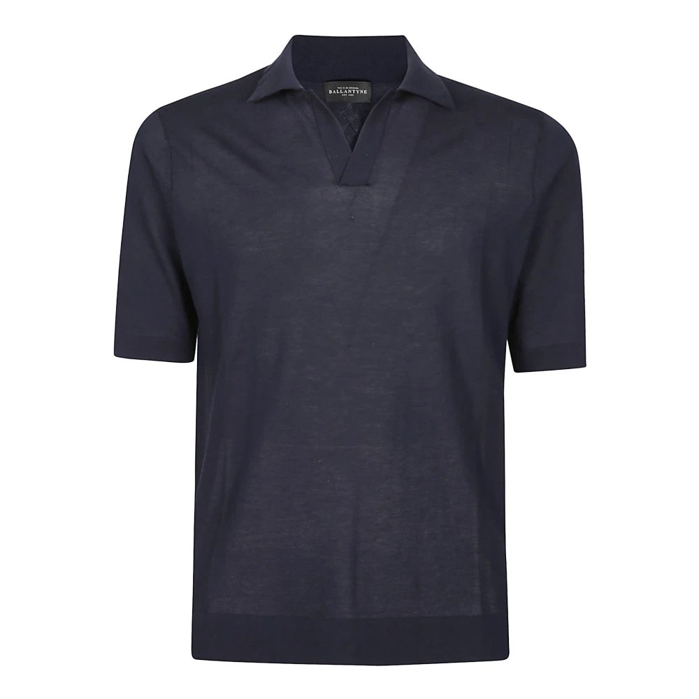 Ballantyne Herren Blau - Kurzärmeliges - Schlichtes Poloshirt - Tops - L