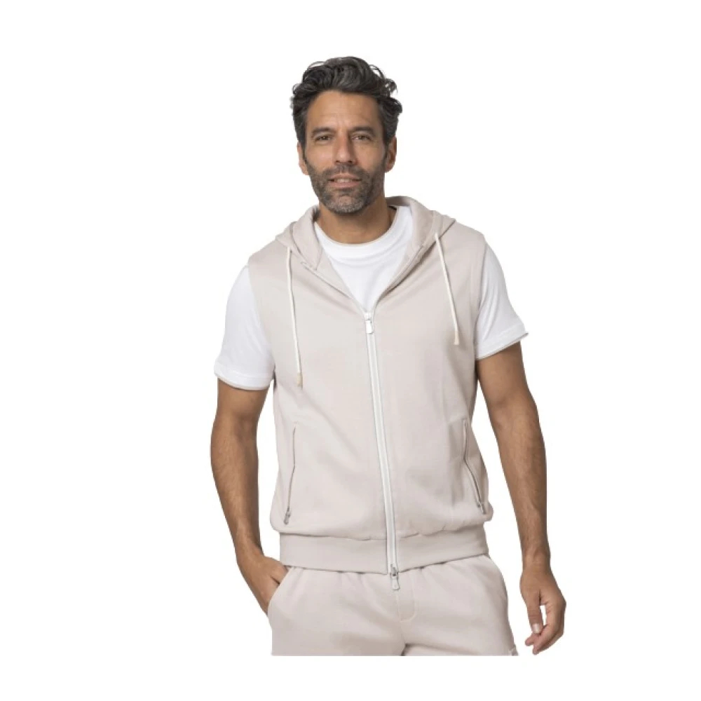 Eleventy Herren Beige - Ärmelloses Kapuzensweatshirt - Sweatshirts & Hoodies - L