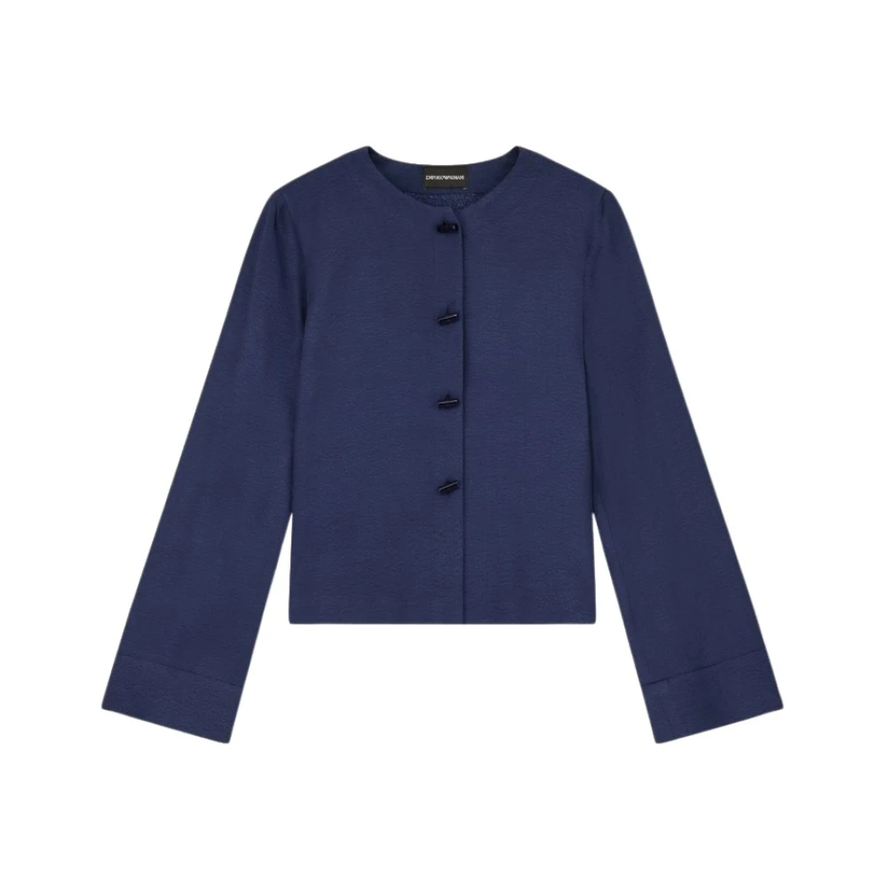 Emporio Armani - Jacquard Strickjacke - Jackets -Damen -Blau -M