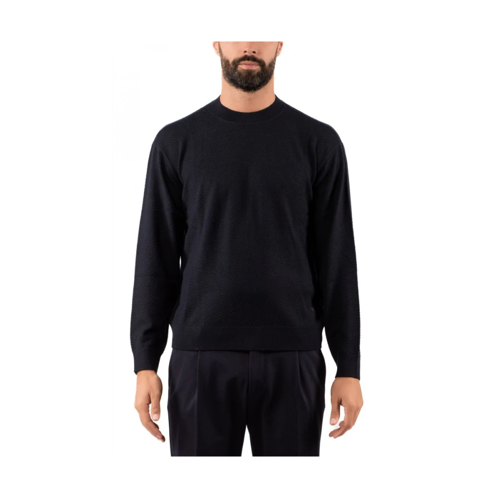Emporio Armani Herren Blau - Rundhals-Strickware - Knitwear - Xl