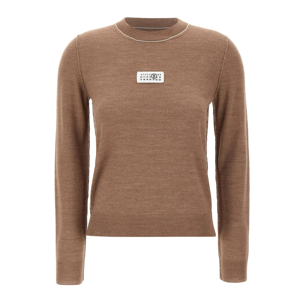 MM6 | Light brown wool blend sweater with contrasting trims | Women | M - Bild 3