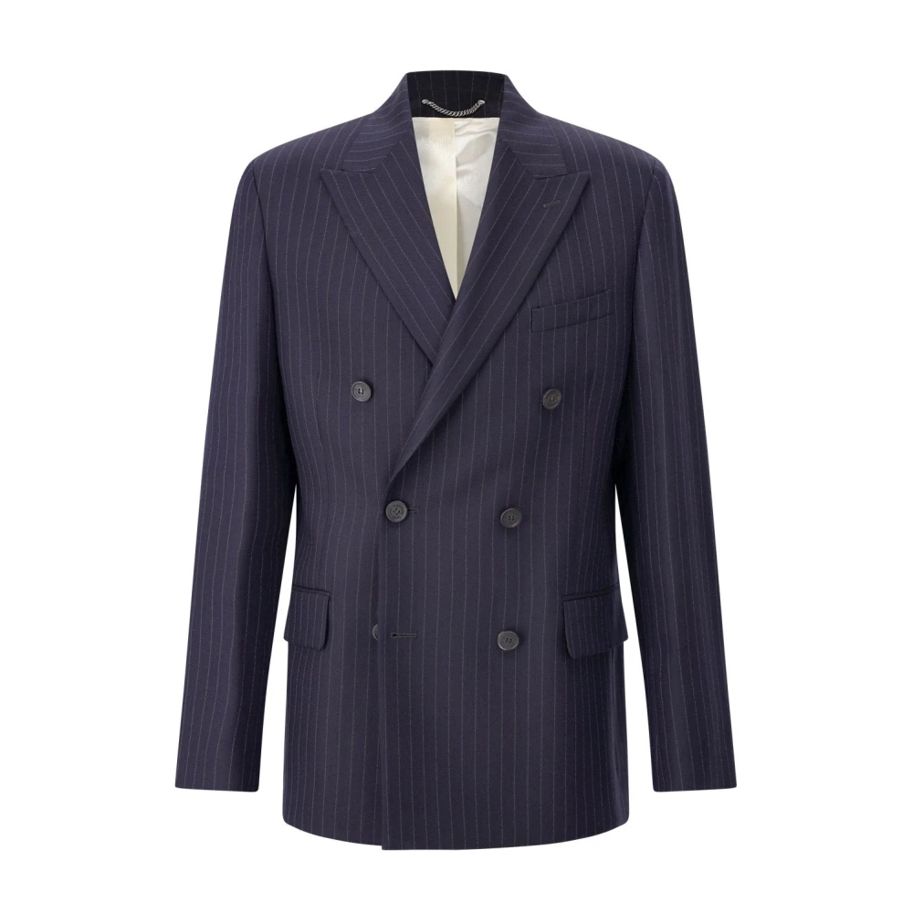Golden Goose Herren Blau - Gestreifter Mantel Mit Italienischem Handwerk - Jackets - M