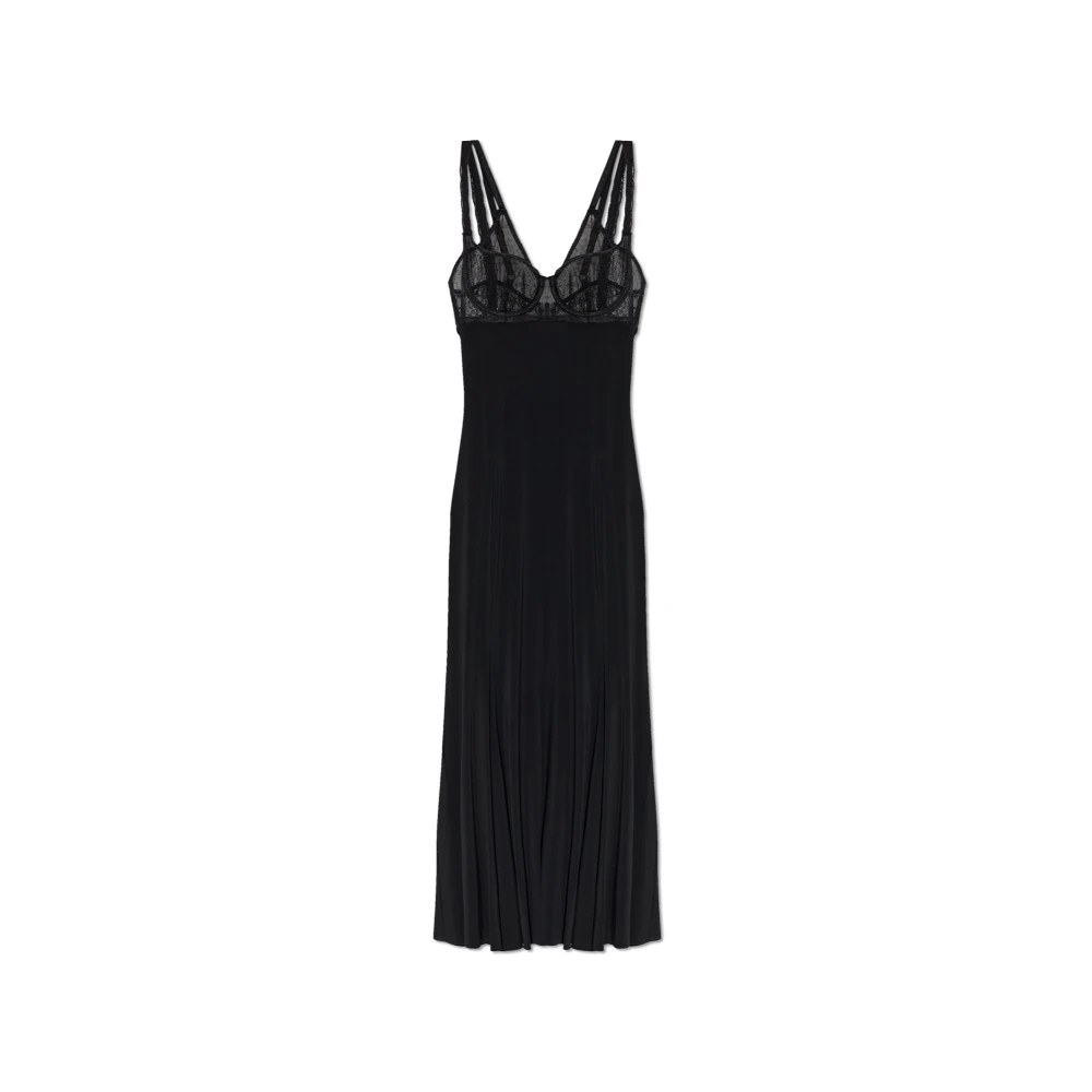Dolce & Gabbana Damen Schwarz - Spaghettiträgerkleid Mit Spitzeneinsätzen - Dresses - K - L