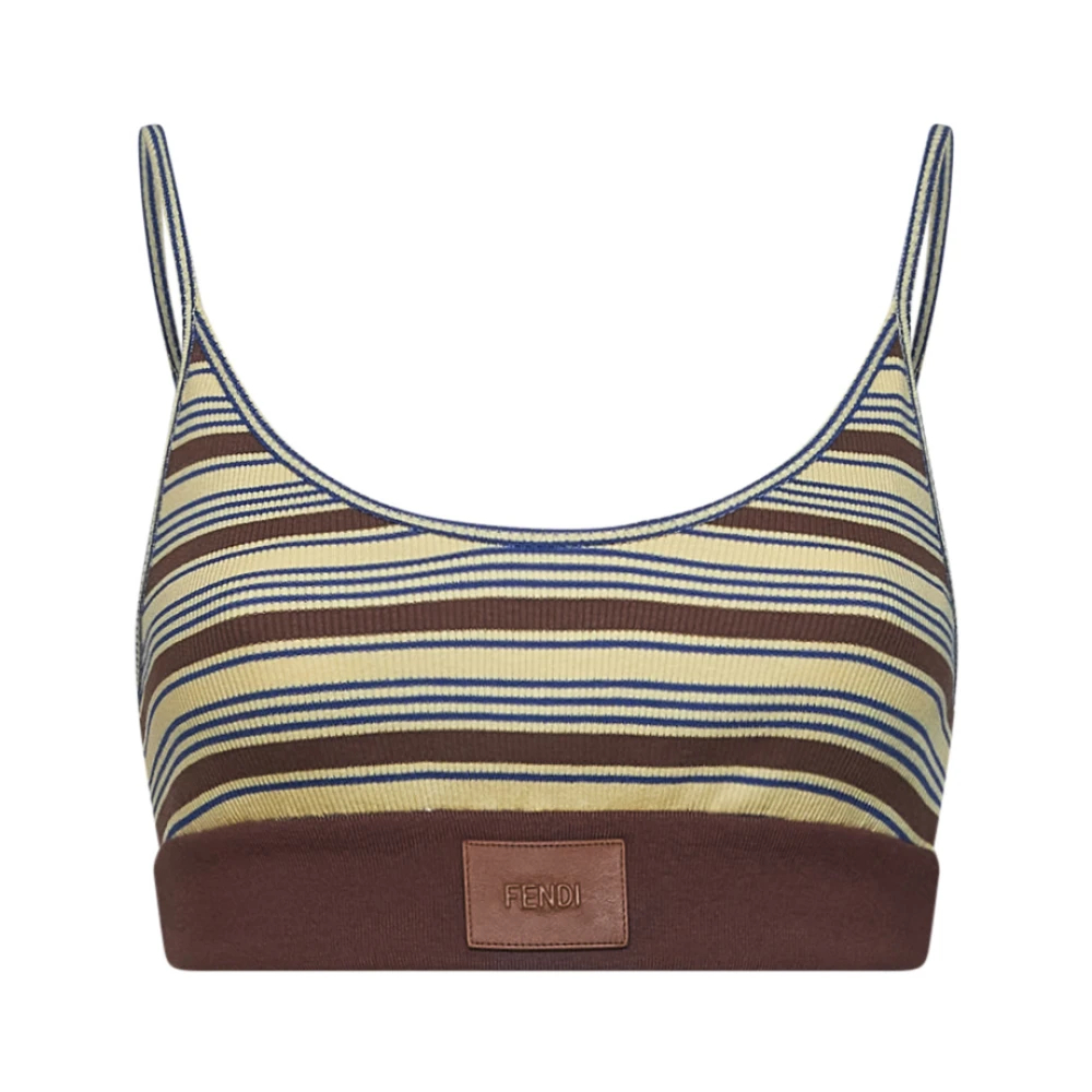 Fendi Damen Multicolor - Baumwoll-Stricktop Mit Streifen - Tops - Mehrfarbig - L