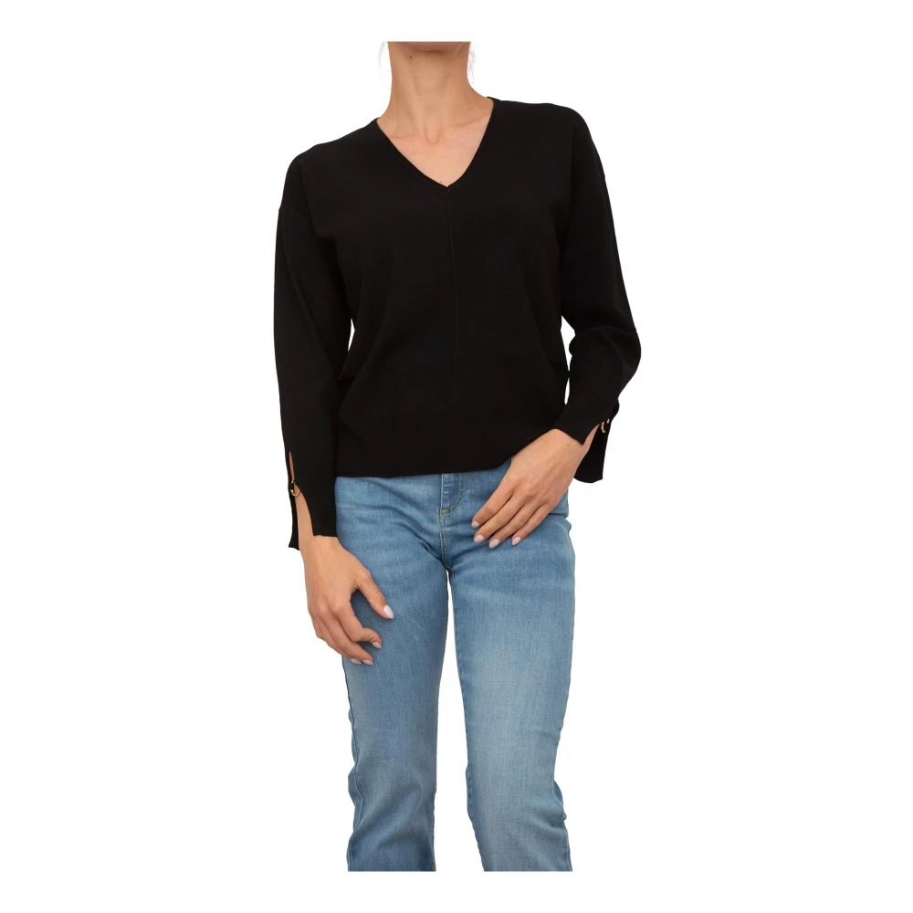 Nenette Damen Schwarz - Es V-Ausschnitt Top - Knitwear - K - Xs