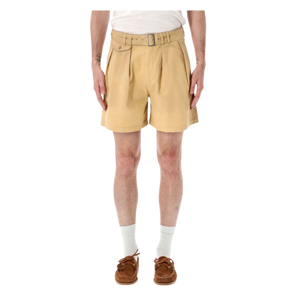 Found Herren Braun - Belted Twill Pleated Shorts - Shorts - W34