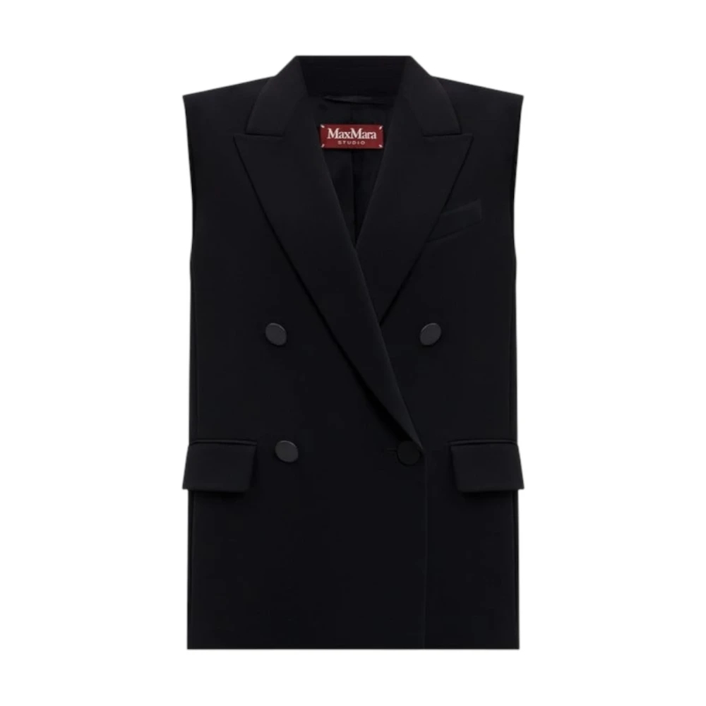 Max Mara Studio Damen Schwarz - Doppelreihige Weste Distinguiti Mit Stil - Jackets - K - Xs
