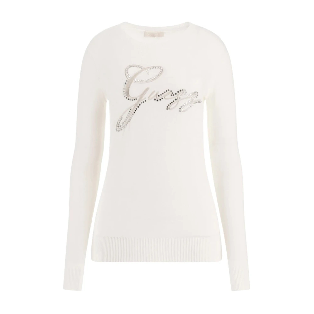 Guess, Damen, Pullover, Jeans Damen Weisser Pullover, Weiss, (XXL) - Bild 4