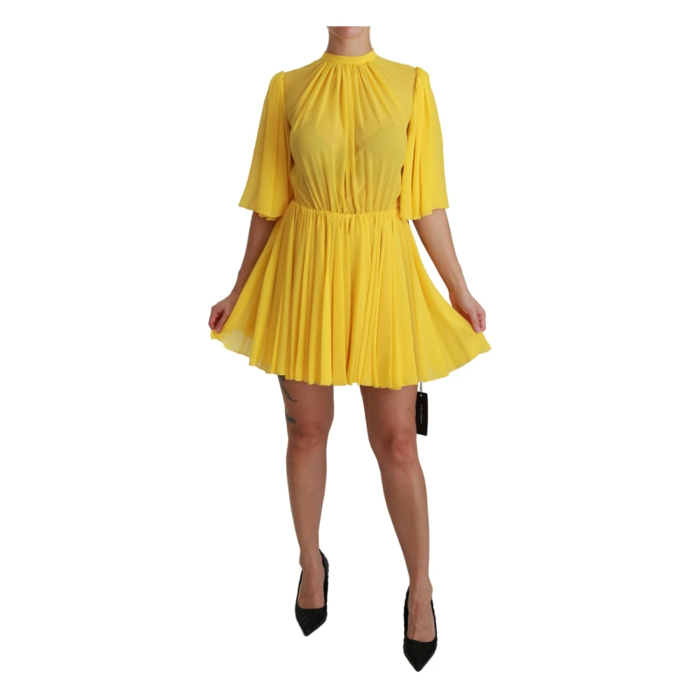 Dolce & Gabbana Damen Gelb - Mini-Kleid In A-Linie Mit Falten - Dresses - S