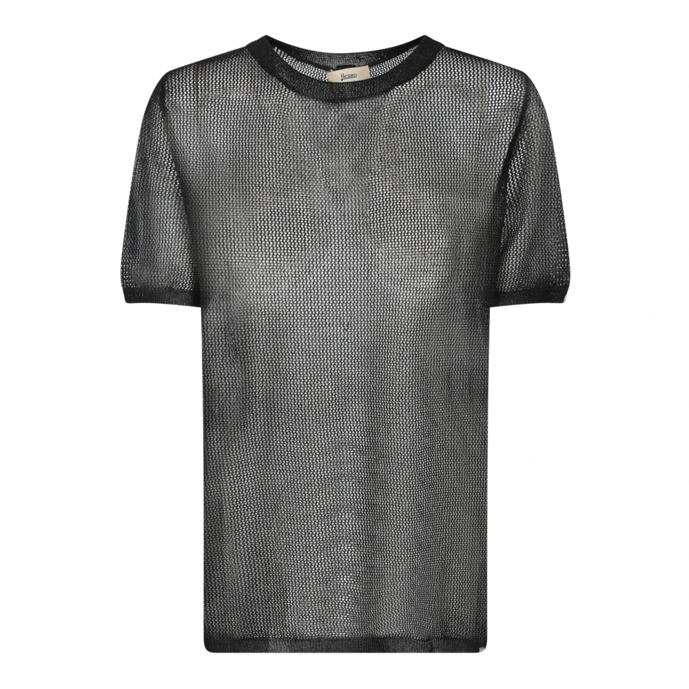 Herno Damen Schwarz - Luxuriöser Er Strickpullover Kurzarm - Tops - K - L