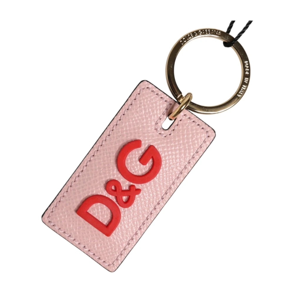 Dolce & Gabbana Unisex Rosa - Schlüsselanhänger Aus Kalbsleder Mit Logo-Metallring - Accessories - One Size