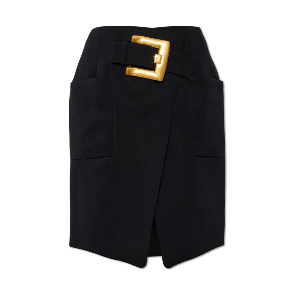 Balmain Damen Schwarz - Gürtelrock Aus Grain De Poudre - Skirts - K - 2XS