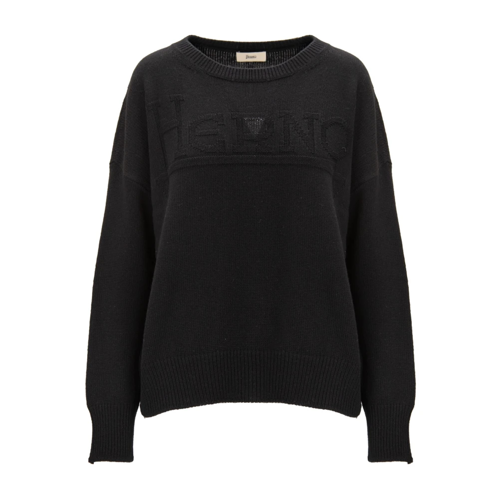 Herno Damen Schwarz - Rundhals-Strickware - Knitwear - K - L